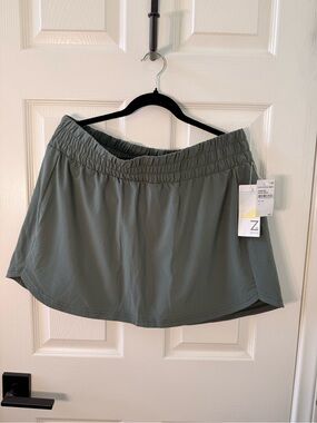 Zella Moss Green Athletic Skort with Elastic Waist